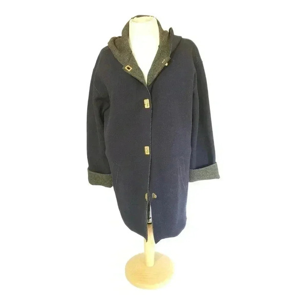 Vintage Lauren Ralph Lauren hooded wool blend cardigan womens size large - Picture 3 of 5